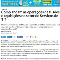 Como andam as operaes de fuses e aquisies no setor de Servios de TI?